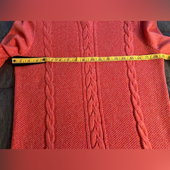 Talbots Cable Knit Sweater with Back Zip Cotton Blend Coral Sz Large - Picture 8 of 9